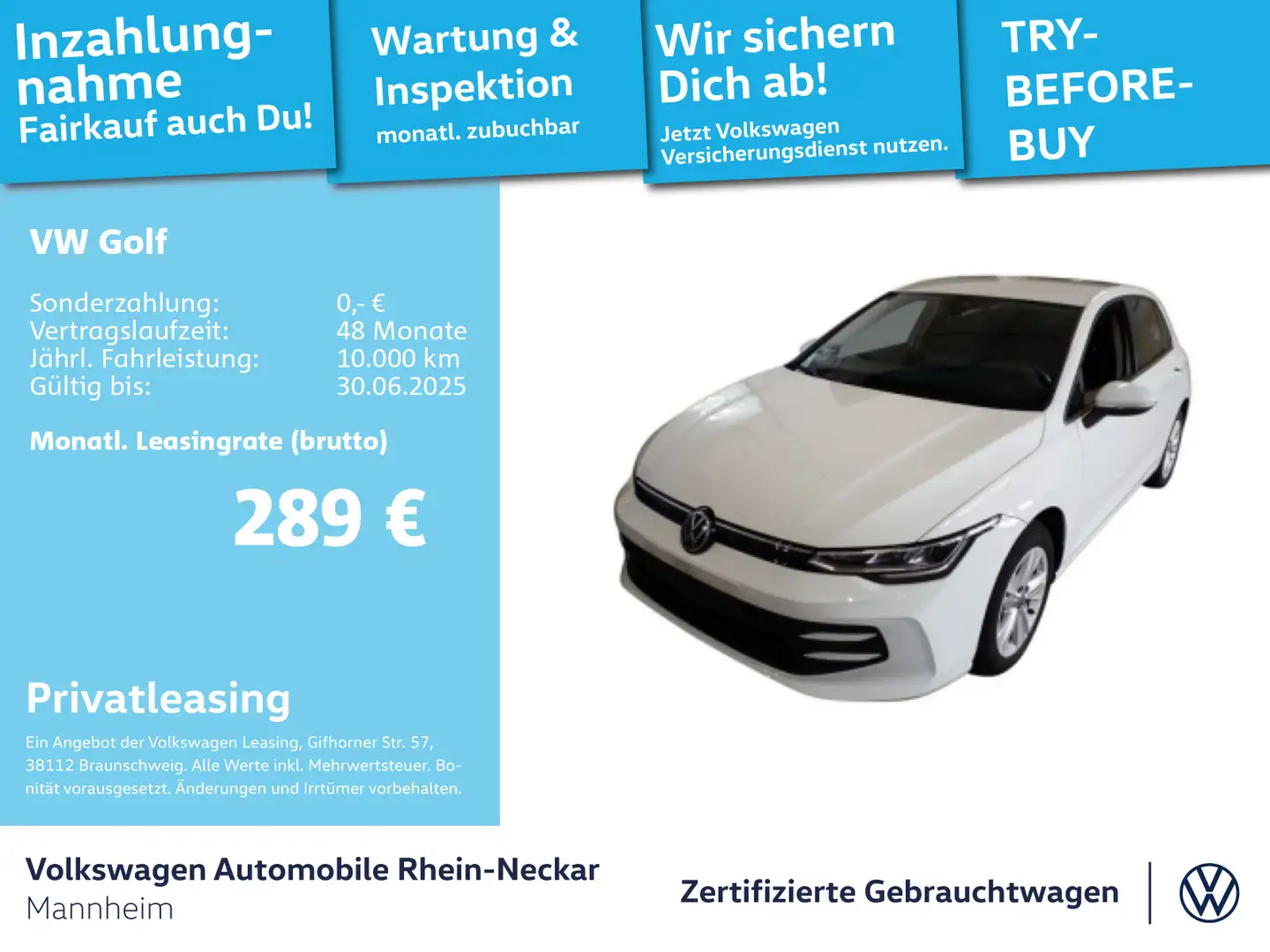 Volkswagen Golf VIII 1.5 eTSI Life DSG GAR.2029 App-Connect Weiß - 1