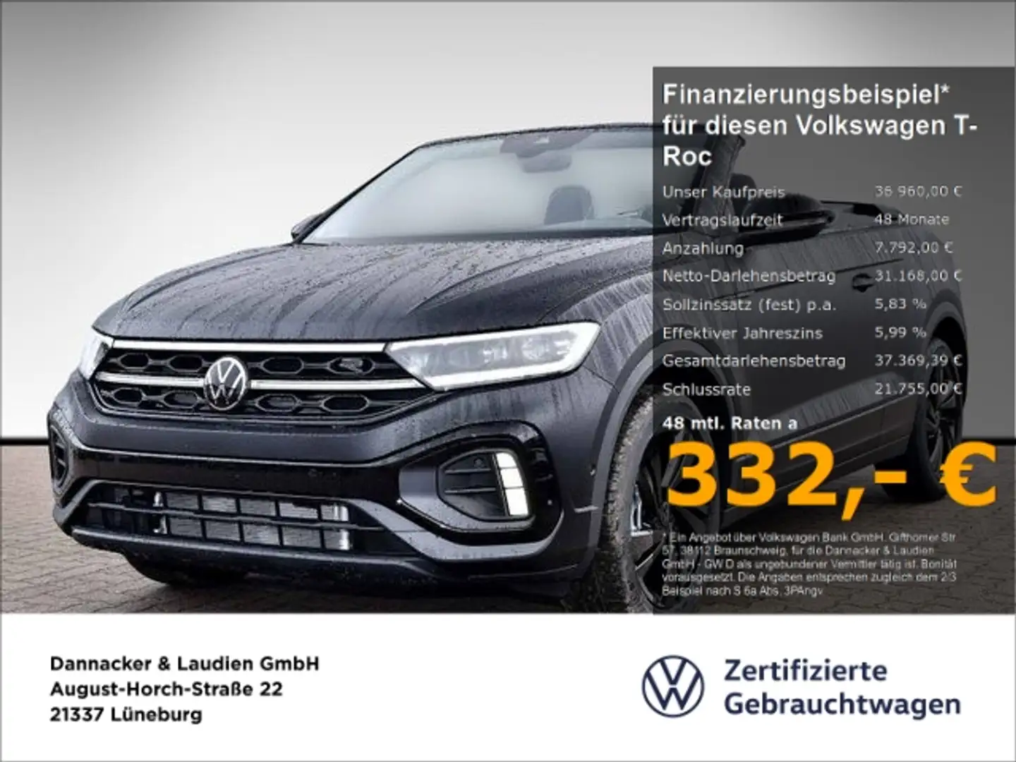 Volkswagen T-Roc Cabri. 1.5 l TS Edition Black Matt R-Line Schwarz - 1