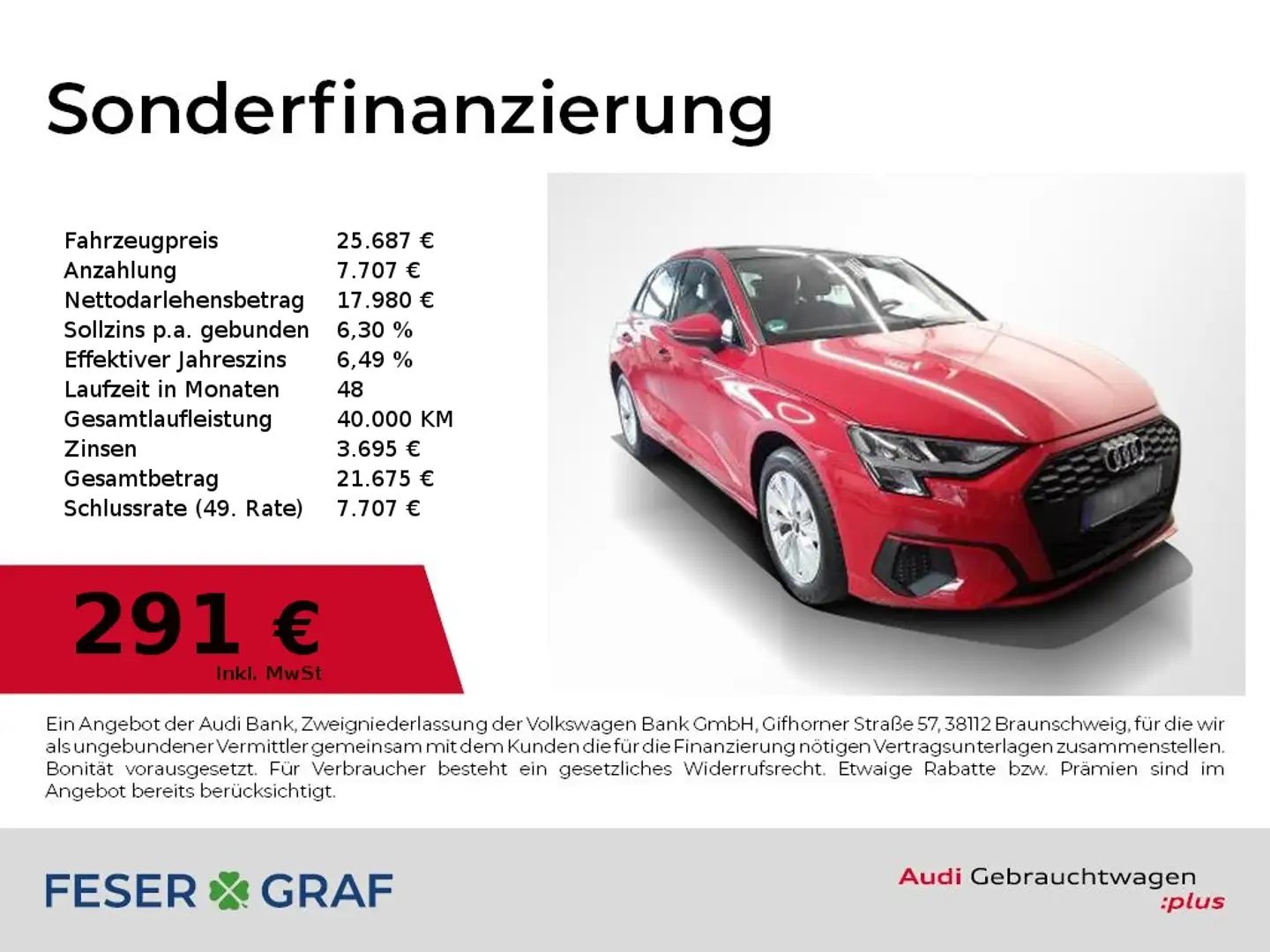 Audi A3 40 TFSI e S tronic Pano,Navi,Vcockpit Rot - 1