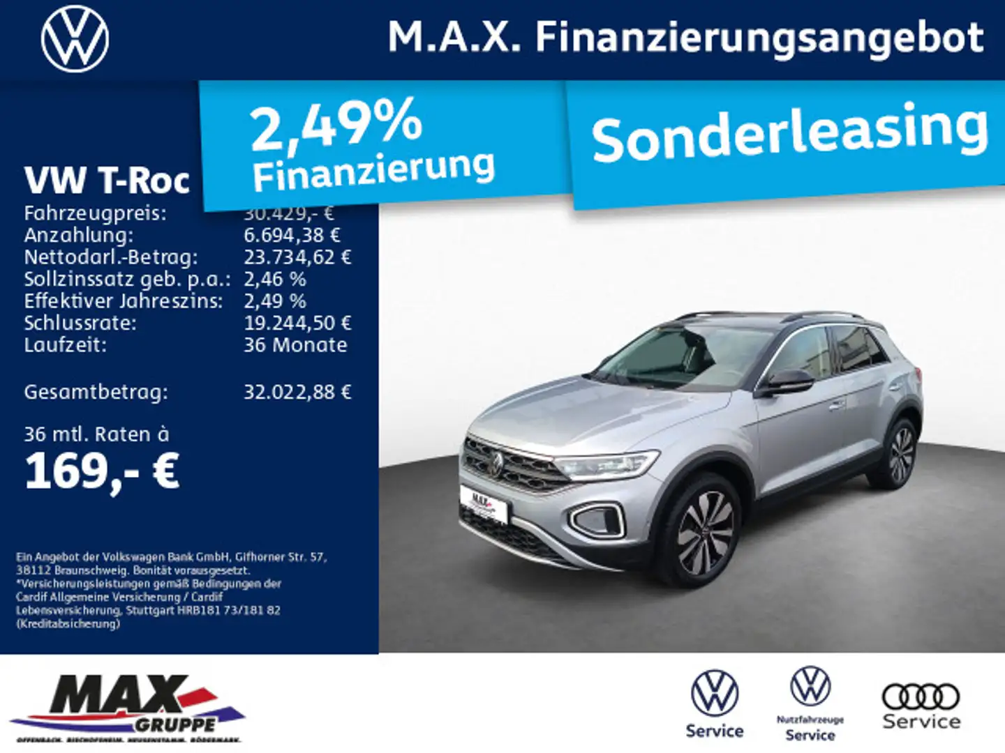 Volkswagen T-Roc 2.0 TDI DSG GOAL AHK+LED+ACC+NAVI+KAMERA+ Silber - 1