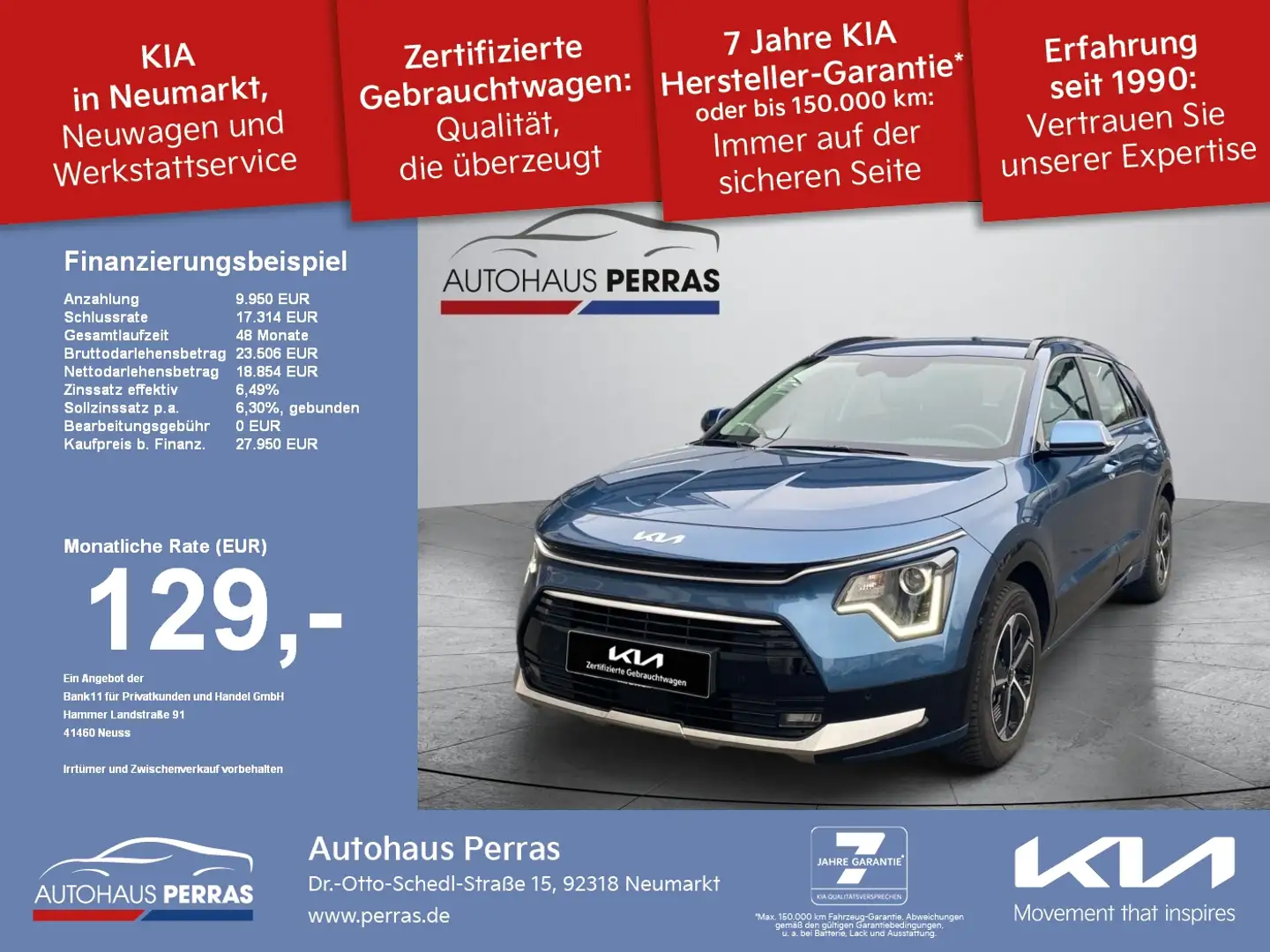 Kia Niro 1.6 HEV 129 DCT VIS KOM ACC+SHZ+2xKlima+LM Blau - 1