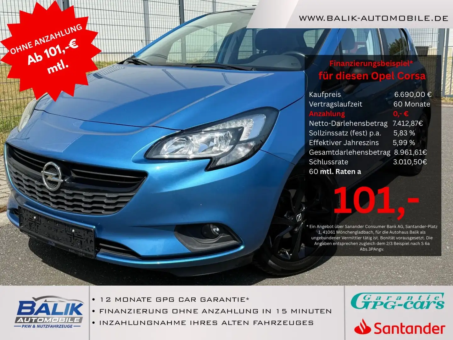 Opel Corsa E Color Edition*LPG GASANLAGE*SONDERMODELL Blau - 1
