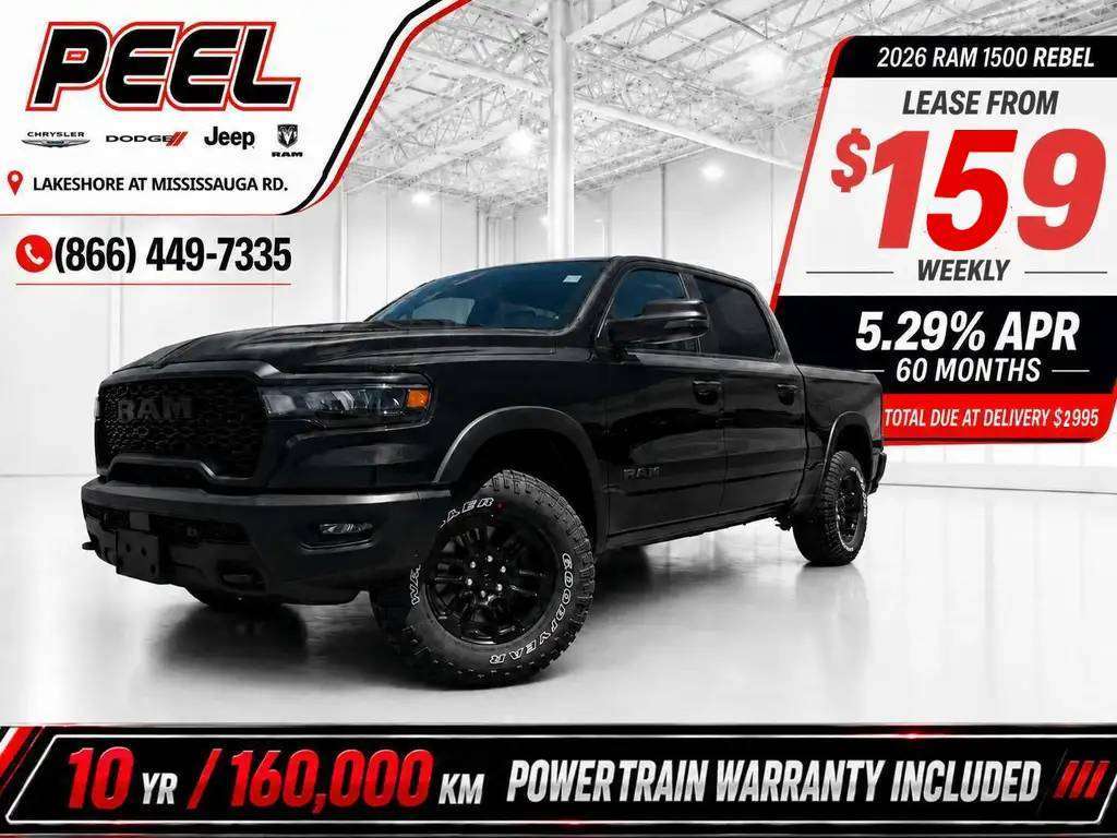 Black 2026 RAM 1500 Pickup Truck Four-Wheel Drive 8-Speed Automatic