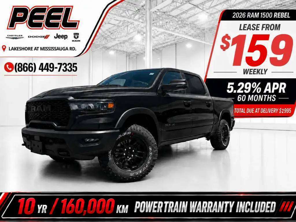 Black 2026 RAM 1500 Pickup Truck Four-Wheel Drive 8-Speed Automatic