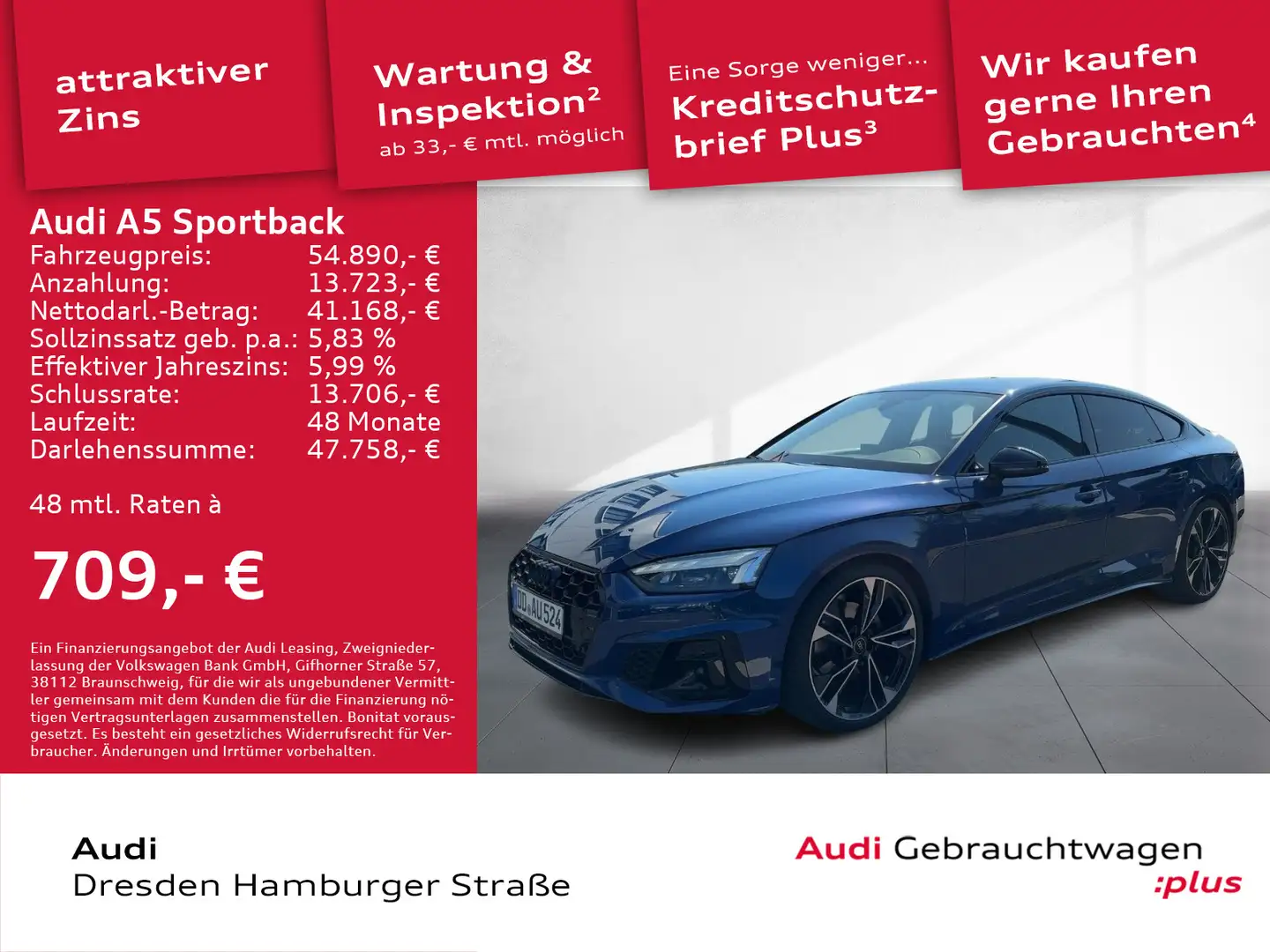 Audi A5 35 TDI S line Matrix AHZV Standhz. Azul - 1