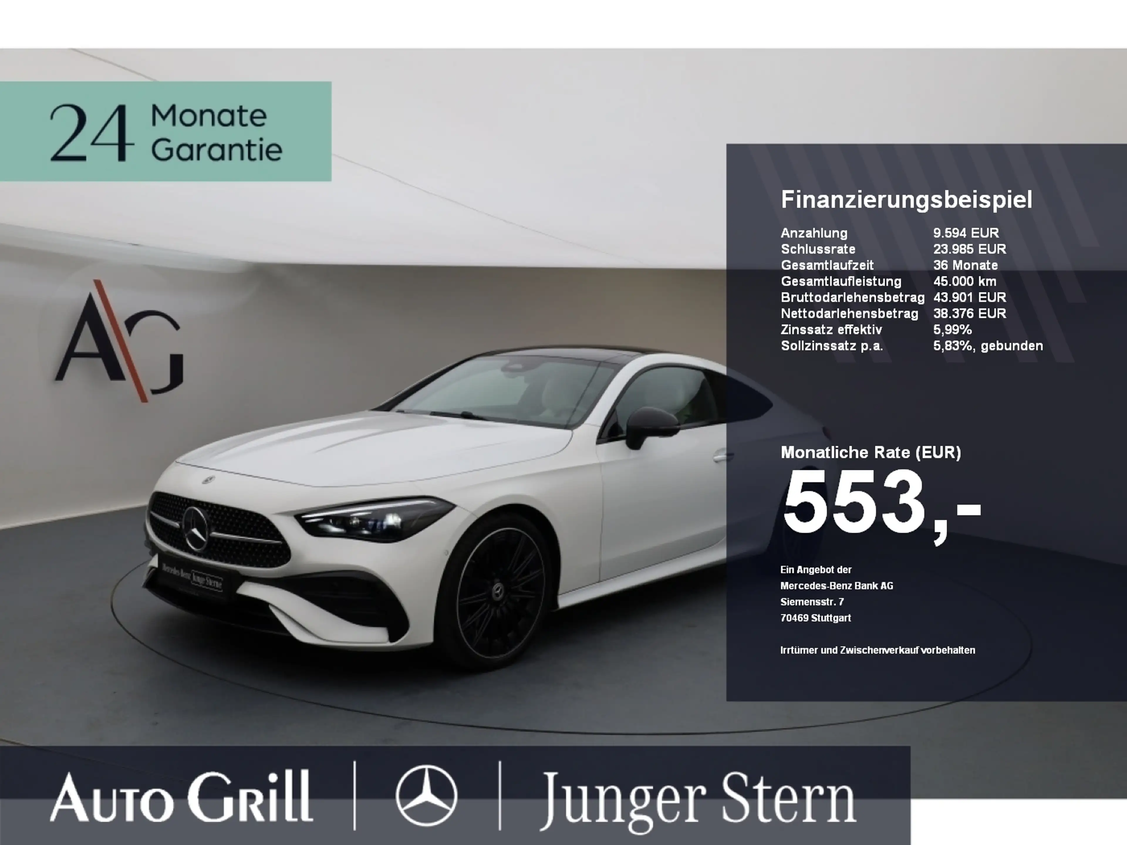 Mercedes-Benz CLE 220 d Coupé AMG Pano Sitzkl. Night Burm 20"