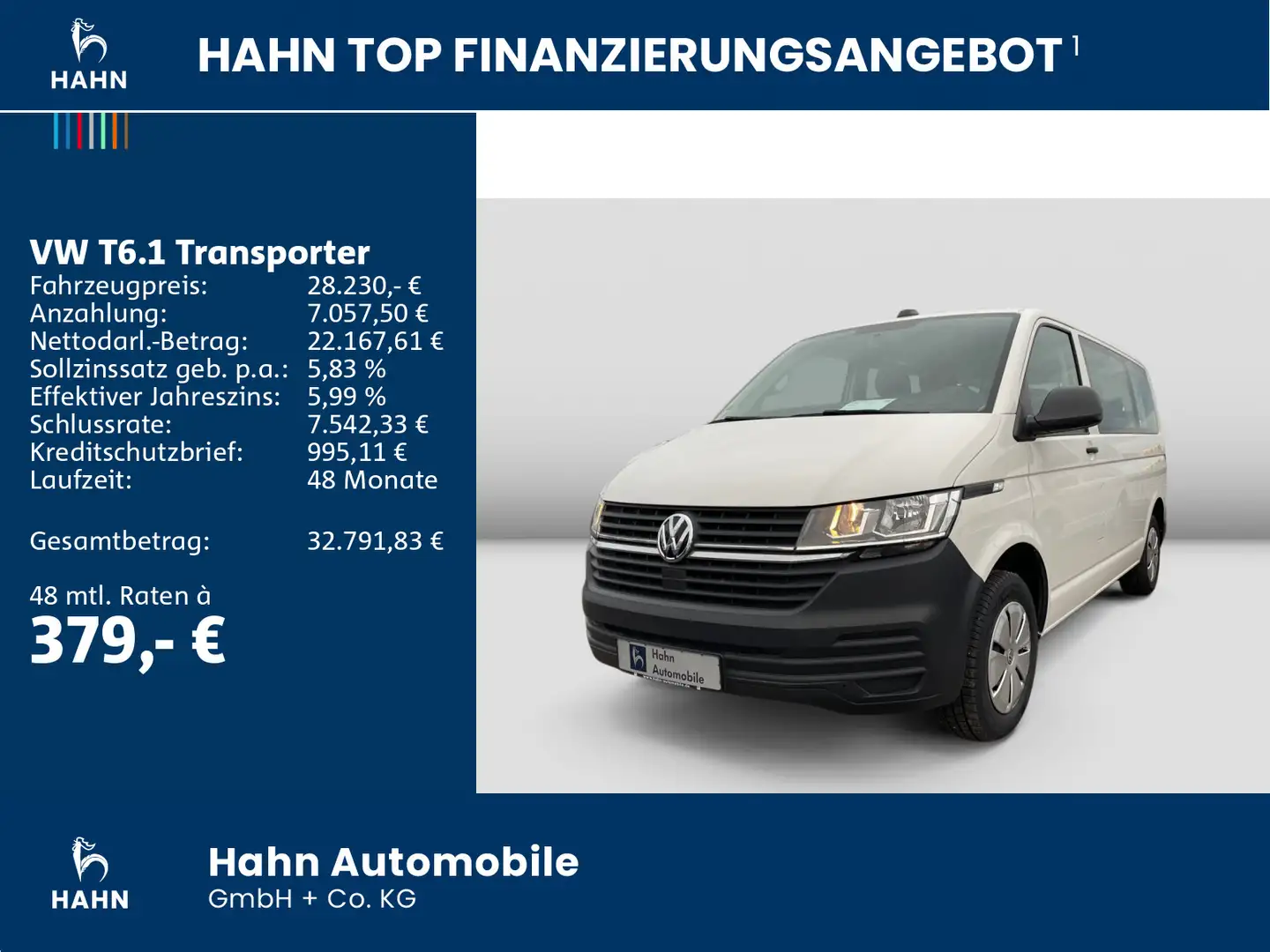 Volkswagen T6.1 Kombi T6.1 Transporter Kombi 2.0TDI 9-Sitzer Navi PDC Weiß - 2