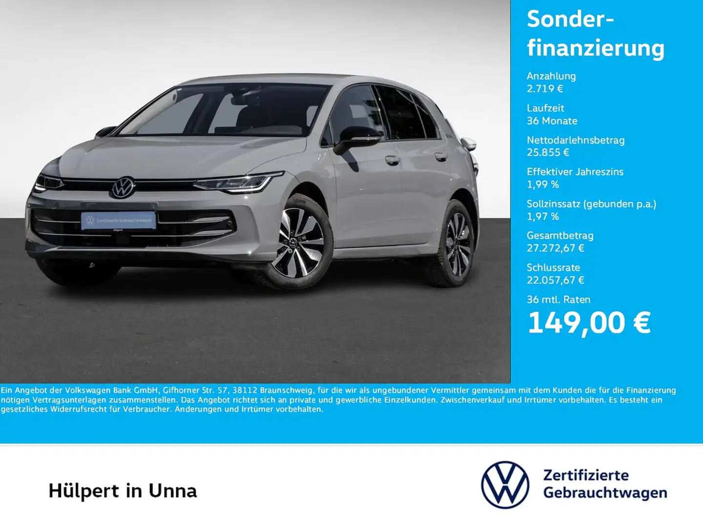 Volkswagen Golf VIII 2.0 GOAL FACELIFT ACC CARPLAY SITZHEIZUNG Gris - 1