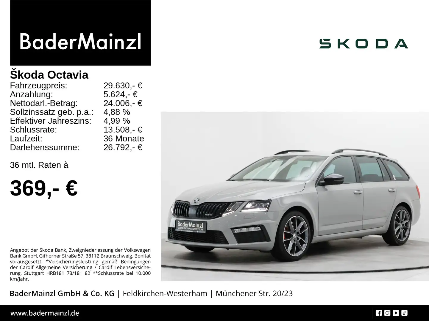 Skoda Octavia Combi RS 2.0 TDI DSG StdHzg Kam. AHK Grau - 1