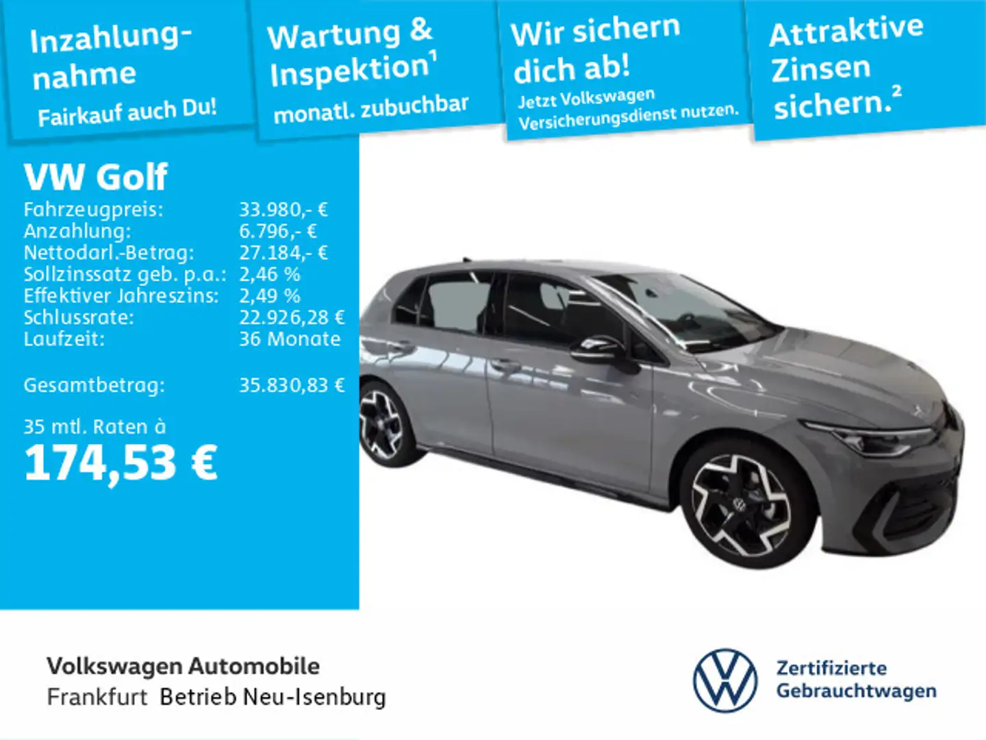 Volkswagen Golf VIII 1.5 eTSI DSG R-Line Navi Sprachassiste Grau - 1