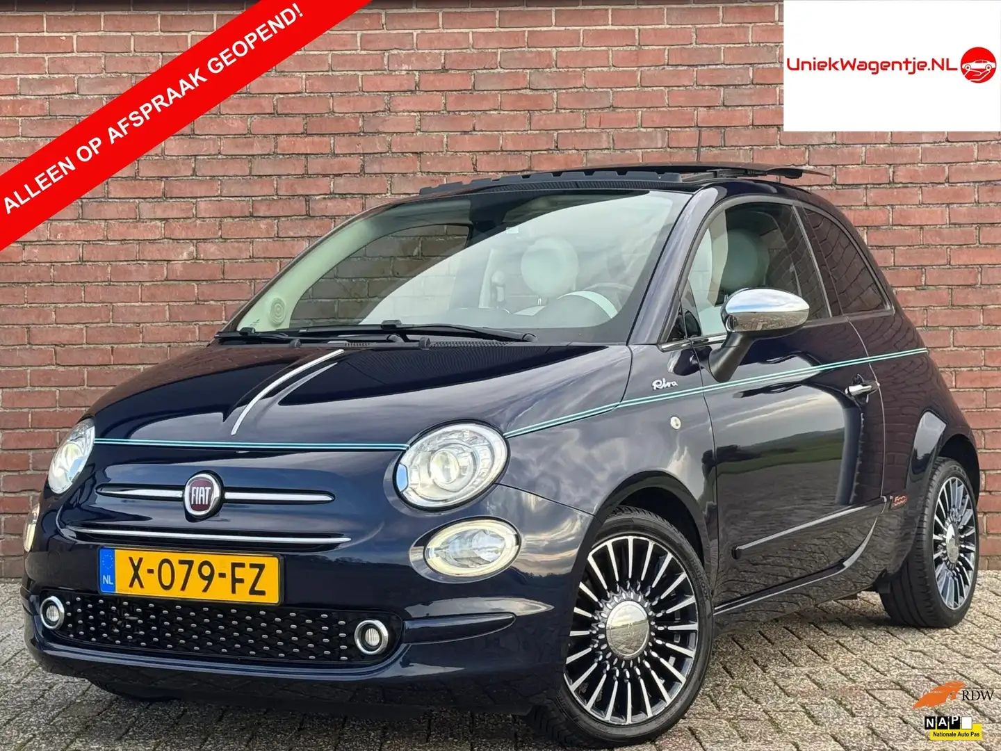 Fiat 500 0.9 TwinAir Turbo RIVA | LEDER | PANODAK | CRUISE! Bleu - 1