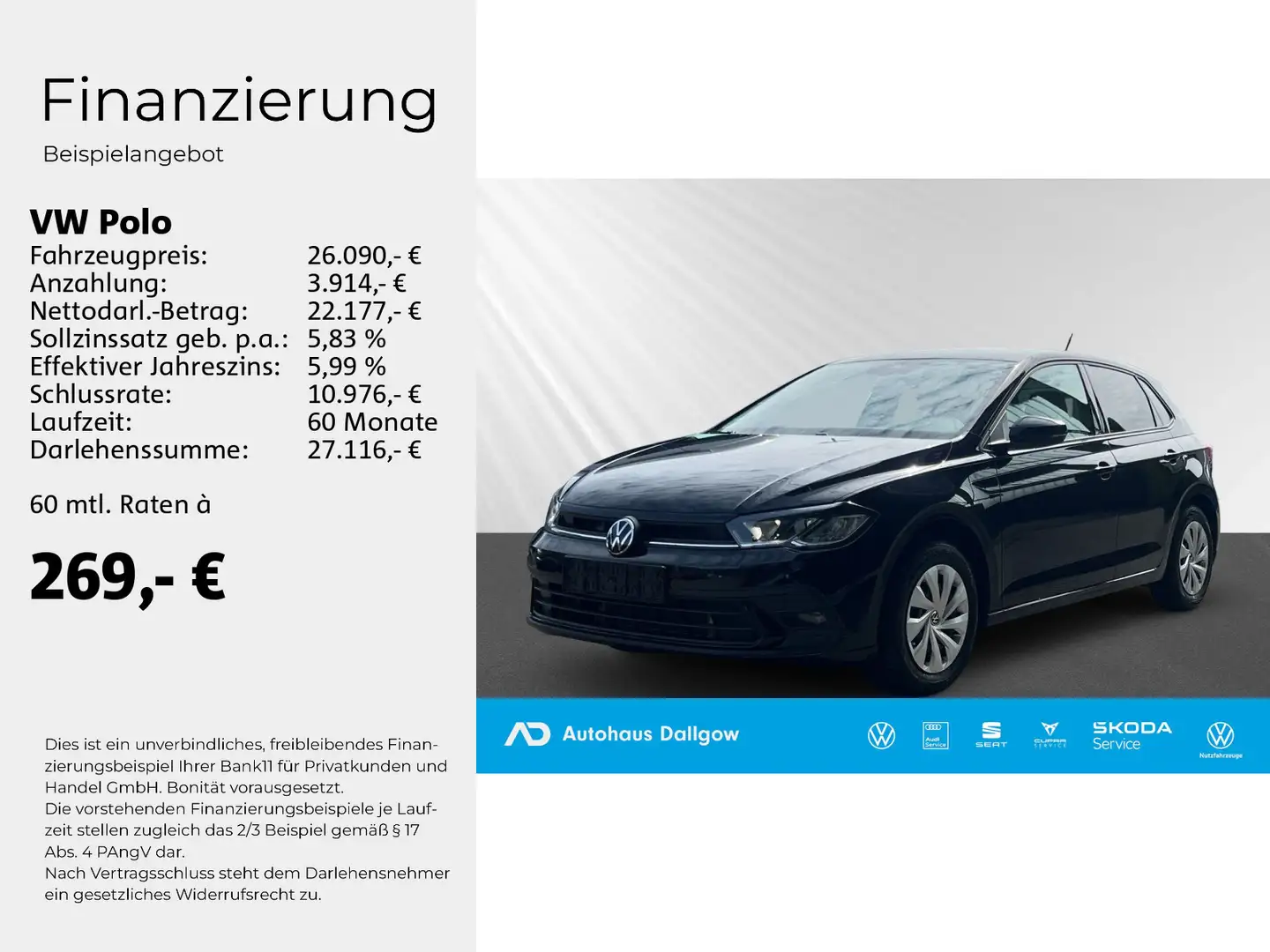 Volkswagen Polo Life 1,0 l TSI 116 PS DSG Autom.+PDC+ Klima Schwarz - 2