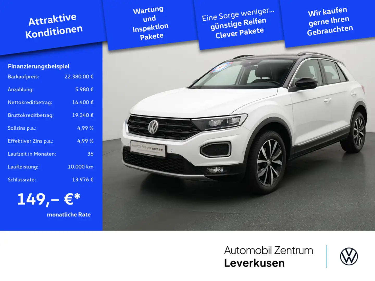 Volkswagen T-Roc Style DSG PANO NAVI VIRT ACC CARPLAY SH Weiß - 1
