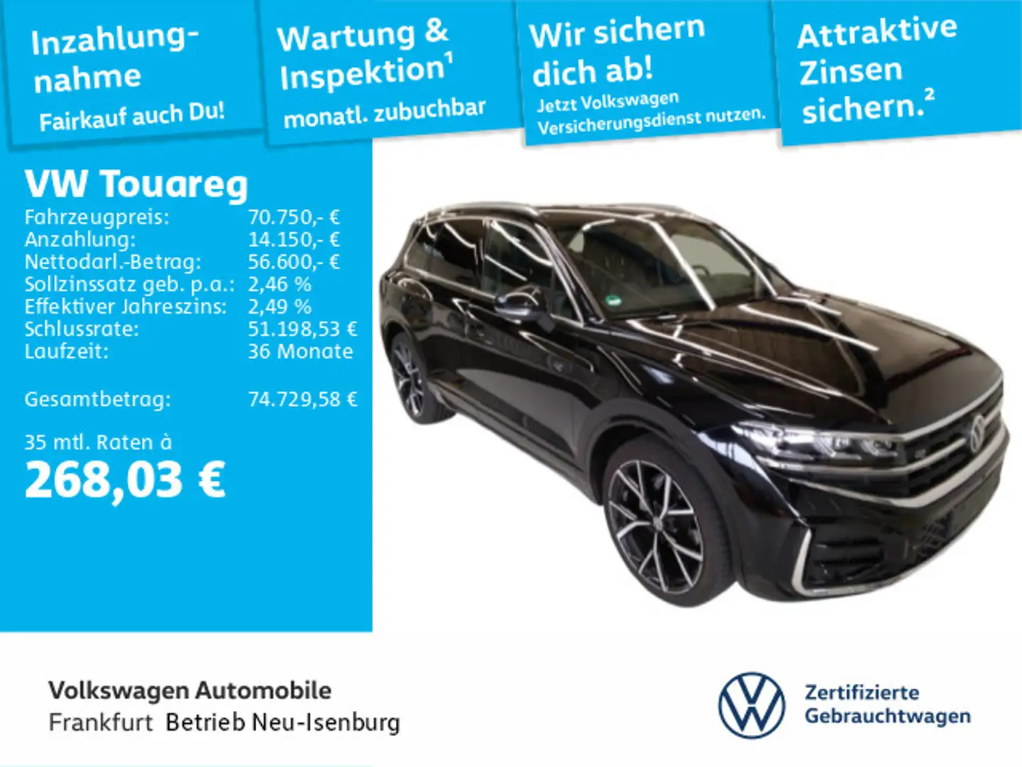 Volkswagen Touareg 3.0 V6 TDI R-Line 4Motion Standheizung 2 Schwarz - 1