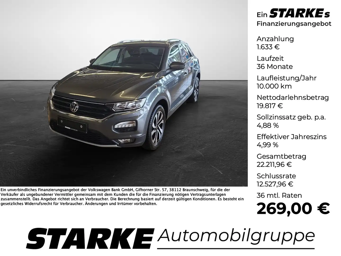 Volkswagen T-Roc 1.0 TSI Active Navi PDC Kamera Grau - 1