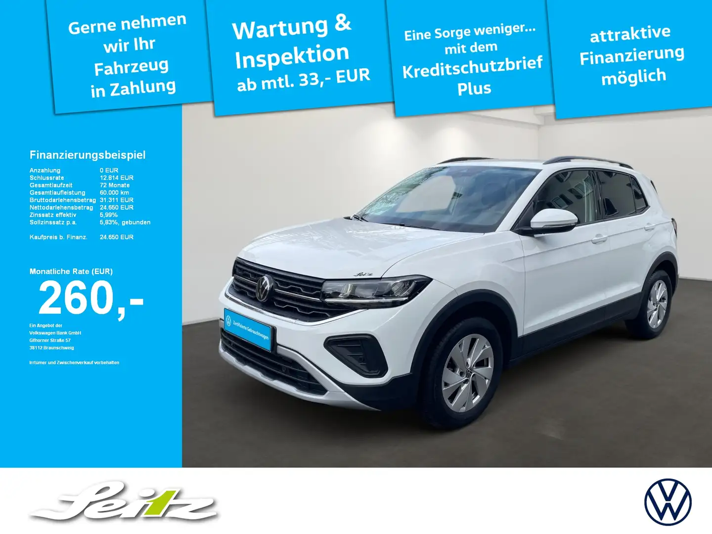 Volkswagen T-Cross 1.0 TSI DSG Life *LED*PDC*NAVI* Blanc - 1