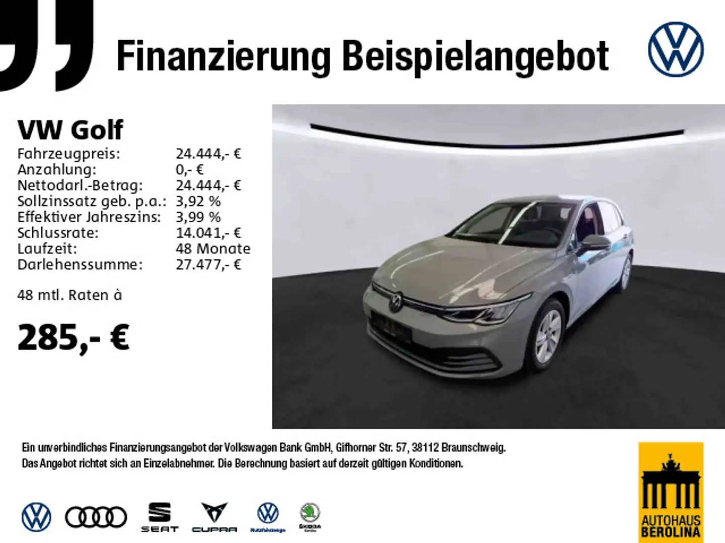 Volkswagen Golf VIII 1.5 eTSI Life DSG *NAV*R-CAM*PDC*SHZ* Grau - 1