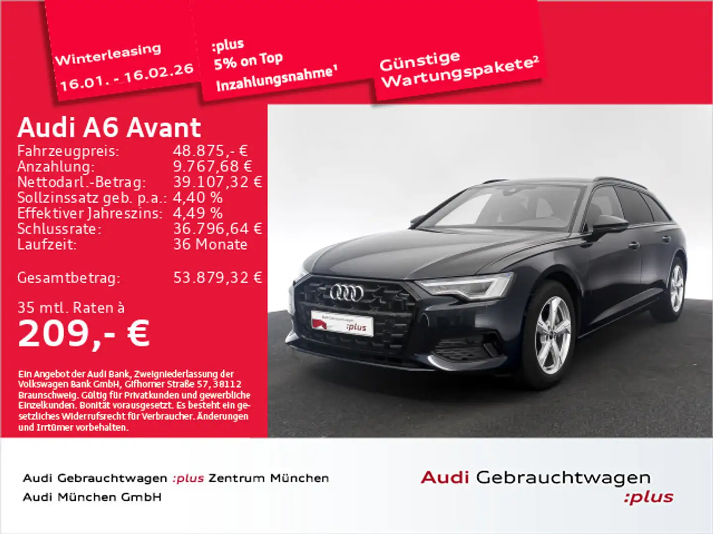 Audi A6 45 TDI qu. S tronic advanced Matrix/AHK Blau - 1
