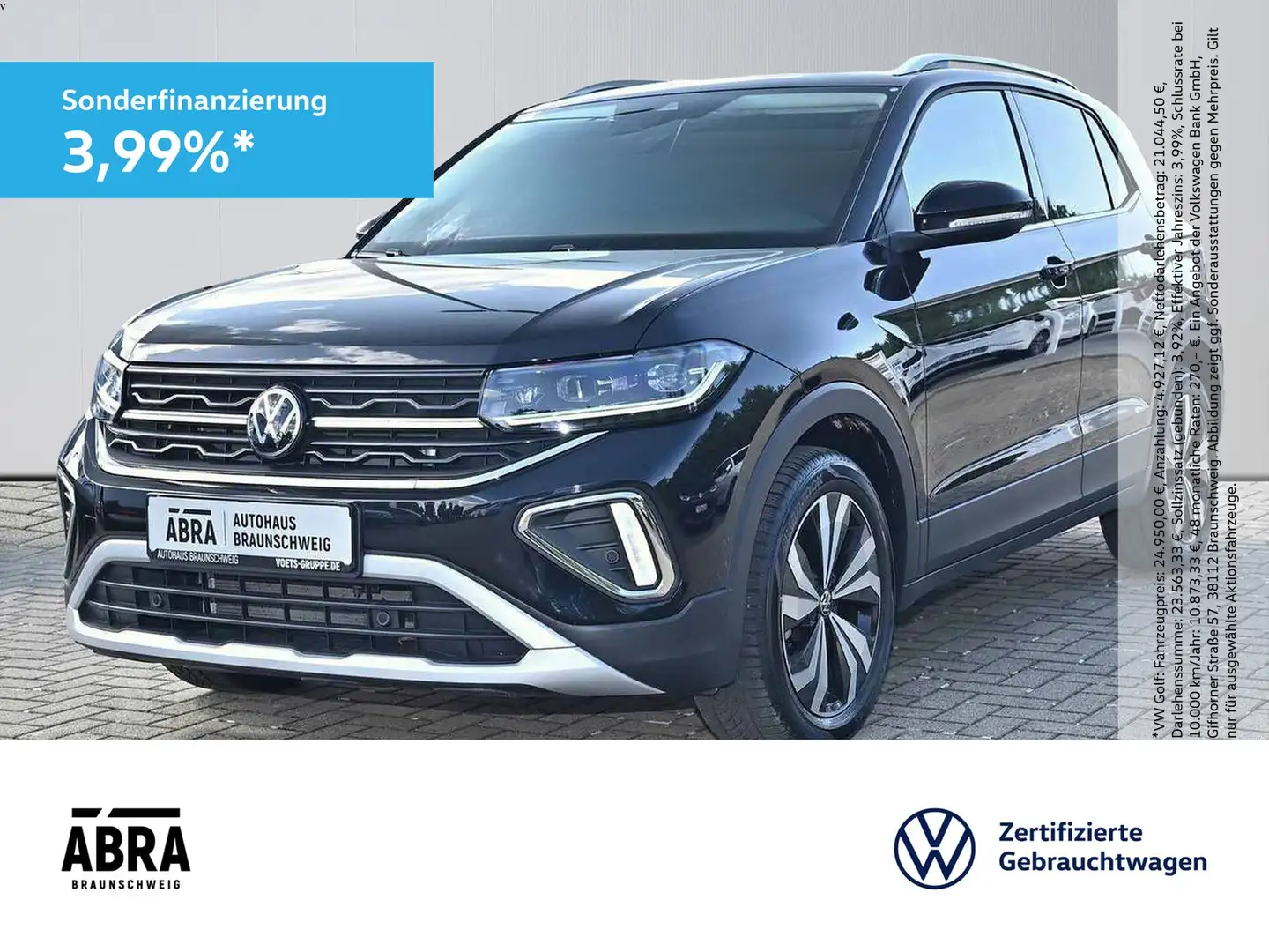 Volkswagen T-Cross 1.0 TSI Style DSG IQ.LIGHT+CAM+LANE+ACC Noir - 1