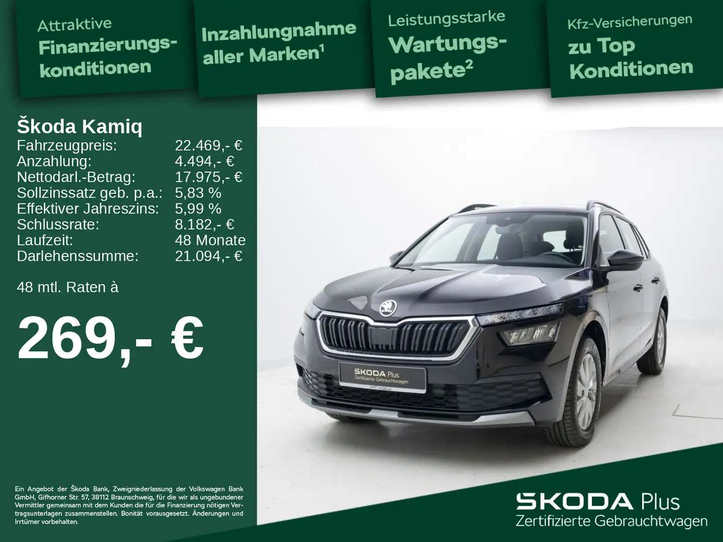 Skoda Kamiq 1.0 TSI AMBITION*DSG*LED*NAV*SHZ*APP*ACC Schwarz - 1