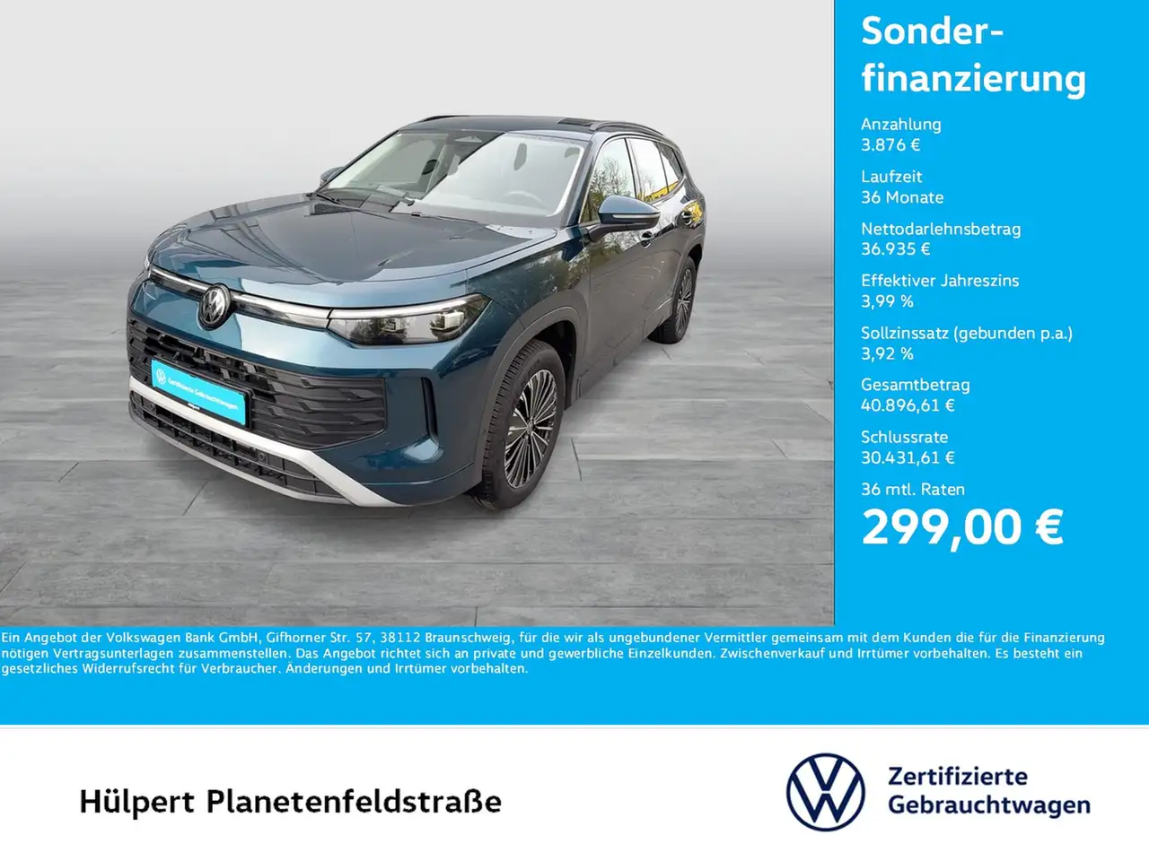 Volkswagen Tayron 2.0 LIFE 4X4 AHK CAM ACC LM18 CARPLAY