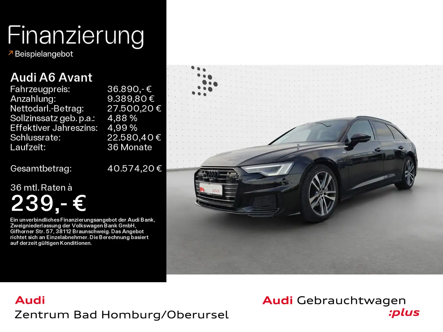 Audi A6 Sport 40 TDI quattro S line**Navi*Matri Zwart - 1