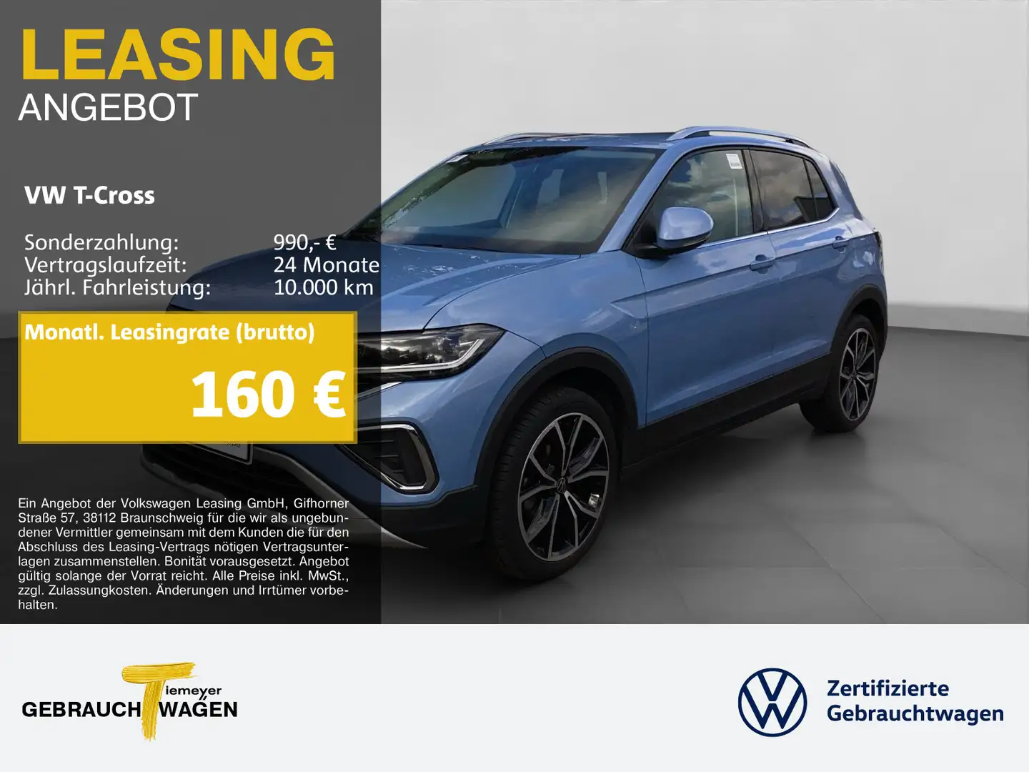 Volkswagen T-Cross 1.0 TSI DSG STYLE LM18 ACC AHK SITZHZG Bleu - 1