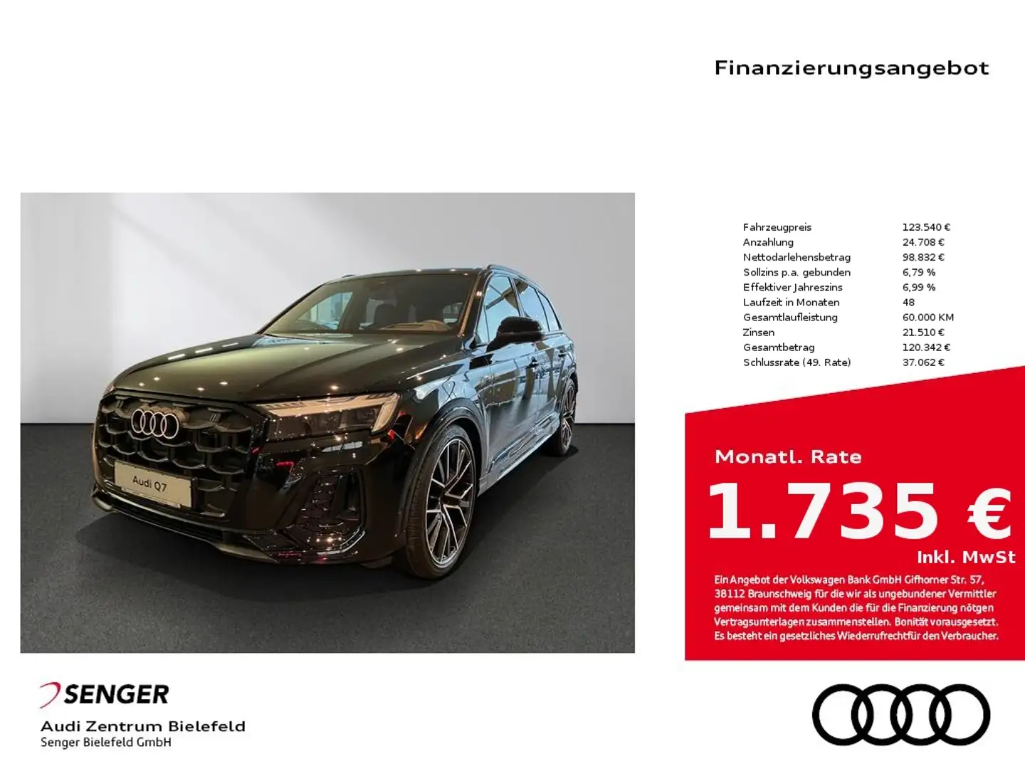 Audi Q7 S line 50TDI quattro Allradlenkung Matrix-LED Schwarz - 1