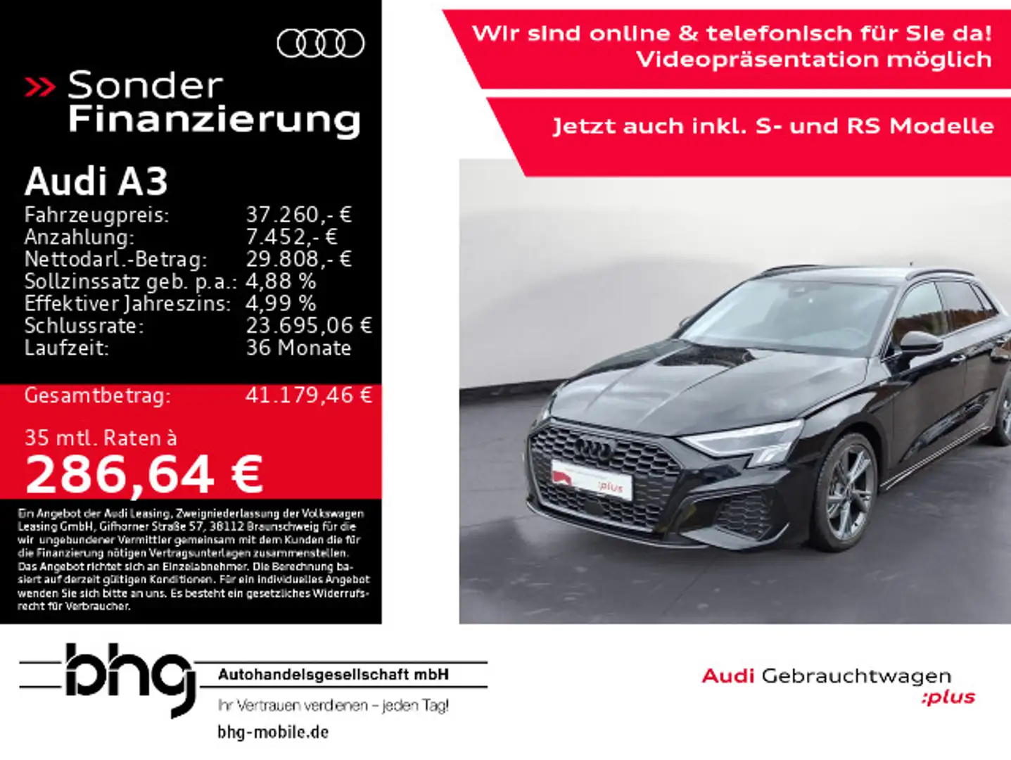 Audi A3 35 TDI Sportback S tronic S line Klima Kamera Schwarz - 1
