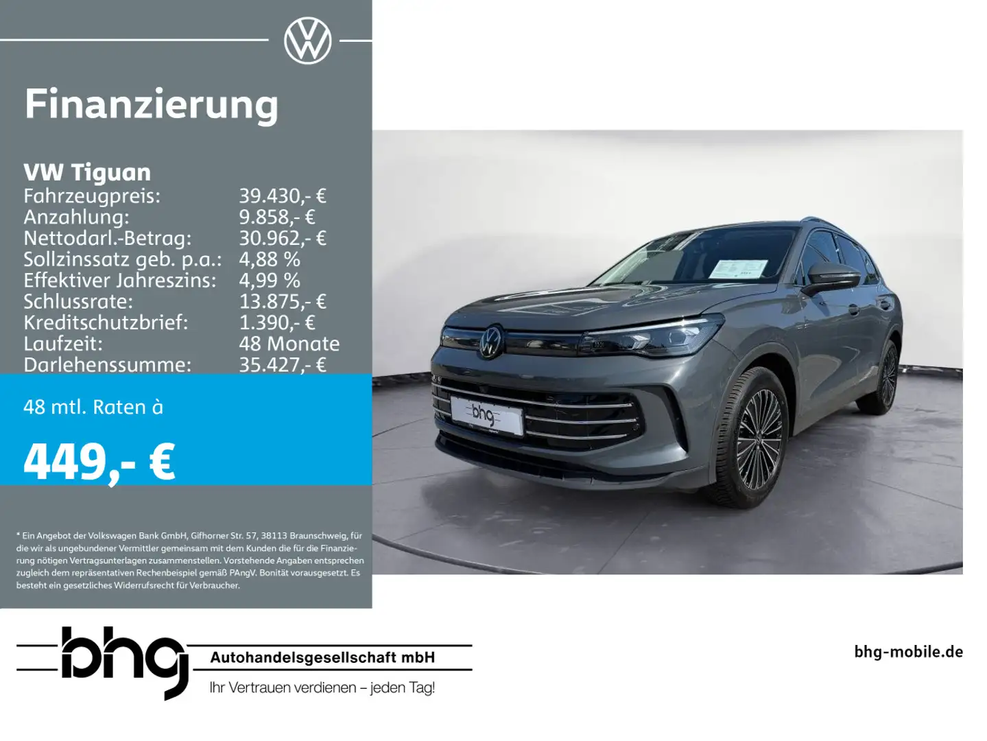 Volkswagen Tiguan 1.5 eTSI DSG Elegance AHK, Matrix LED Gan Gris - 1
