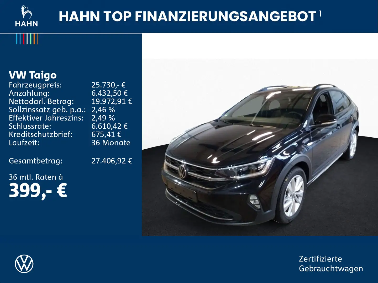 Volkswagen Taigo 1.0TSI DSG Goal ACC Cam Matrix Navi PDC Schwarz - 2