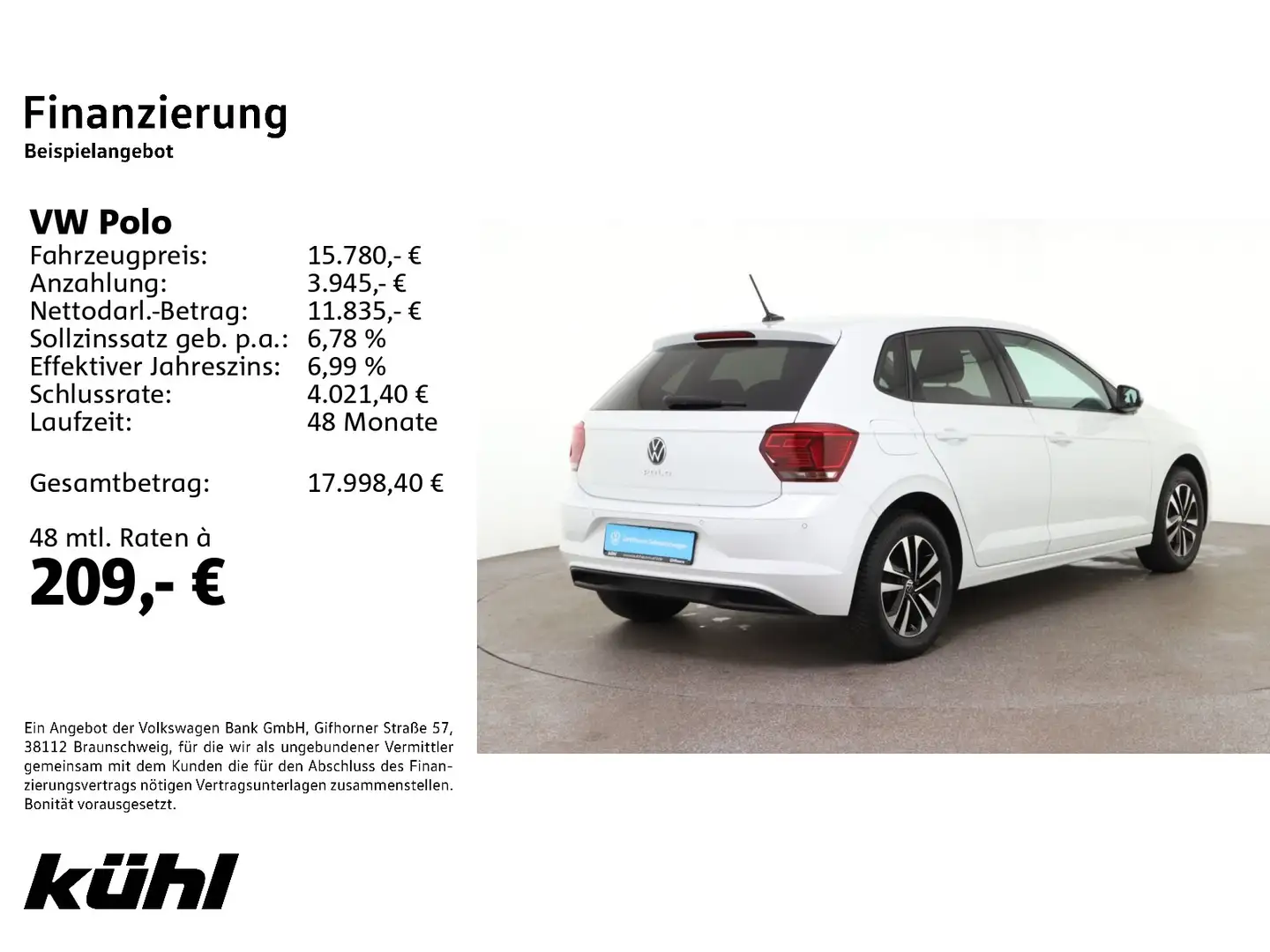 Volkswagen Polo 6 VI 1.0 TSI United App/Navi Weiß - 2