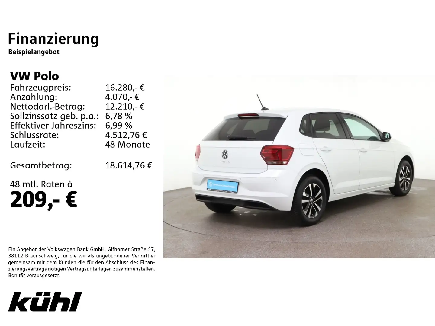 Volkswagen Polo 6 VI 1.0 TSI United App/Navi Weiß - 2