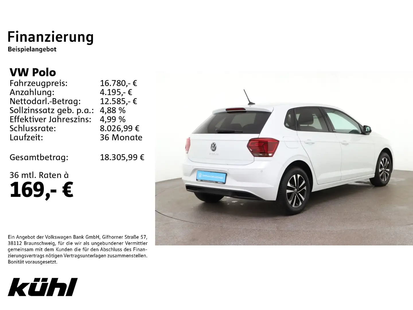 Volkswagen Polo 6 VI 1.0 TSI United App/Navi Weiß - 2