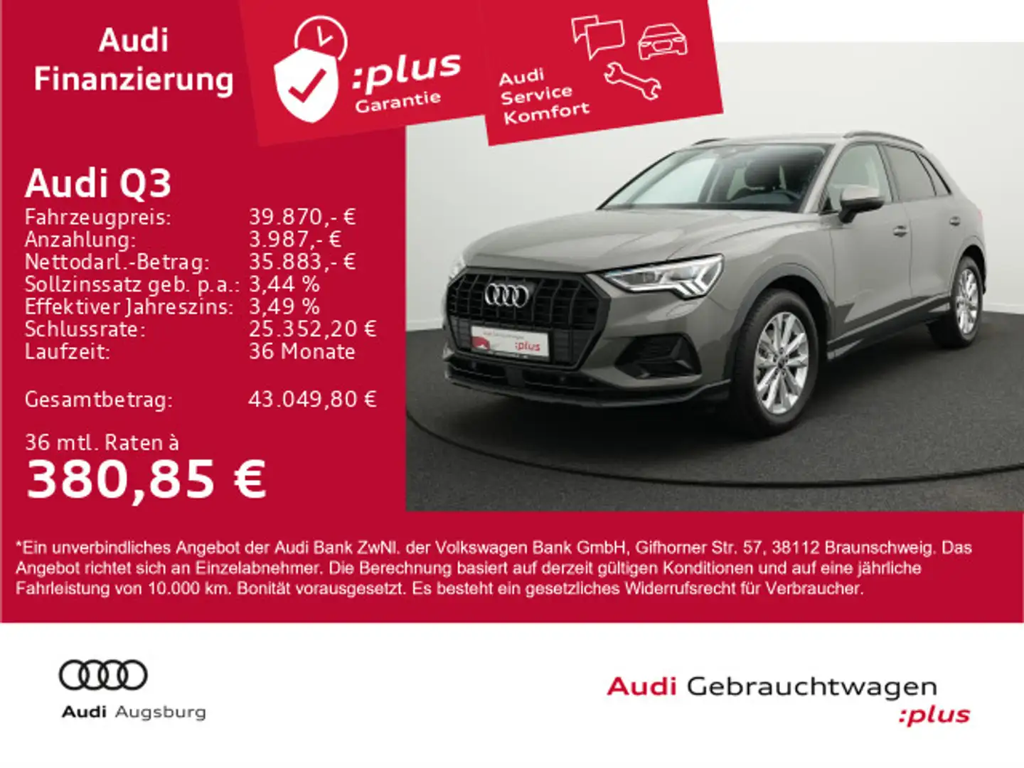 Audi Q3 advanced 35 TFSI *ACC*AHK*MATRIX*NAVI*8-fach* Grau - 1