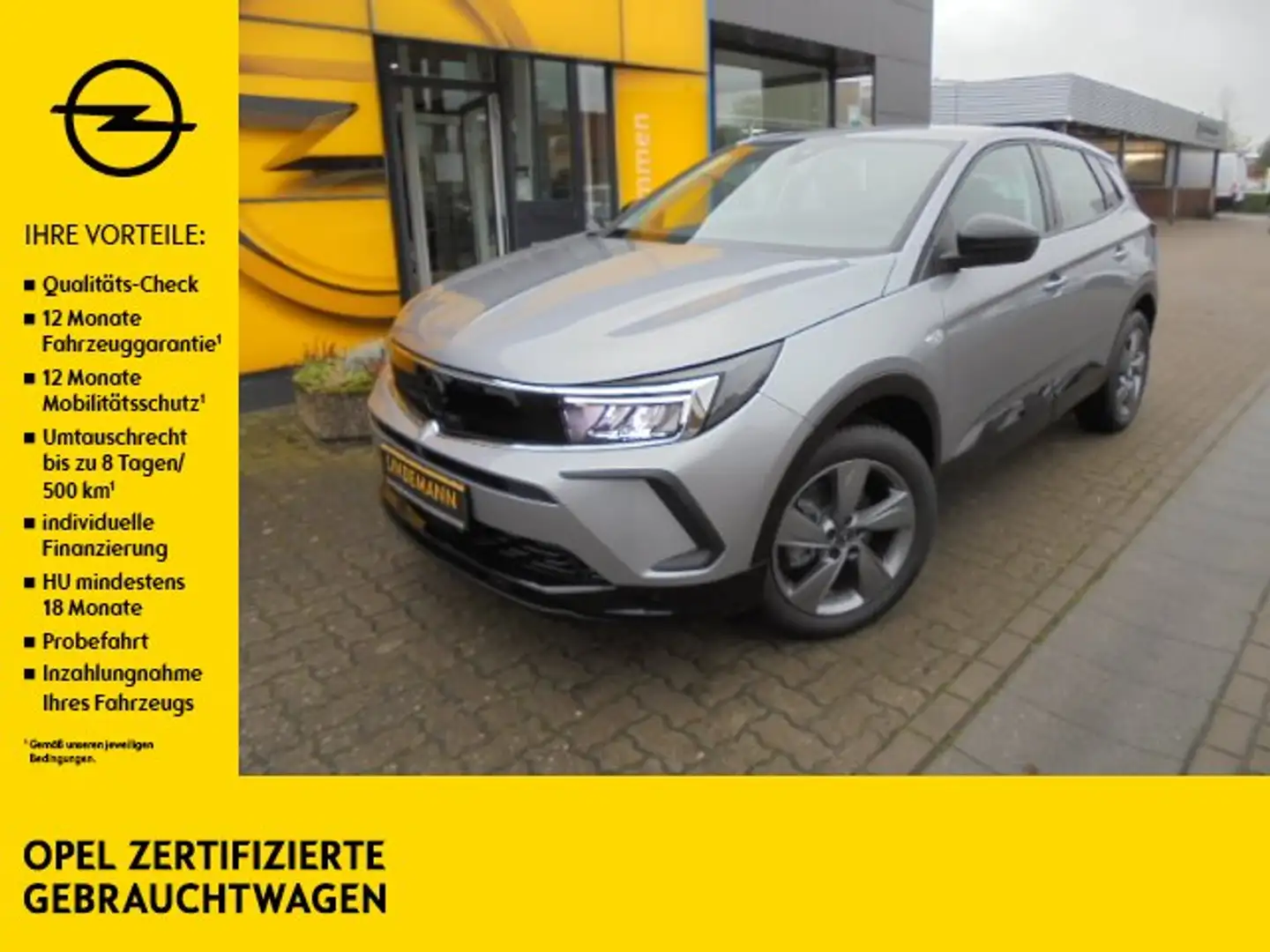 Opel Grandland 1.2 T GS Line Navi/360°Kamera/SHZ/LHZ/Allwetter Silber - 1