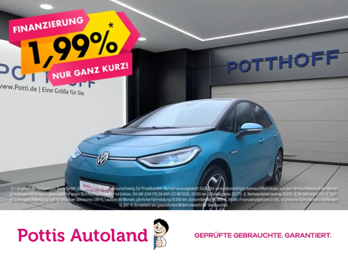 Volkswagen ID.3 PRO PERFORMANCE TECH PANO MATRIX NAVI PDC Blau - 1