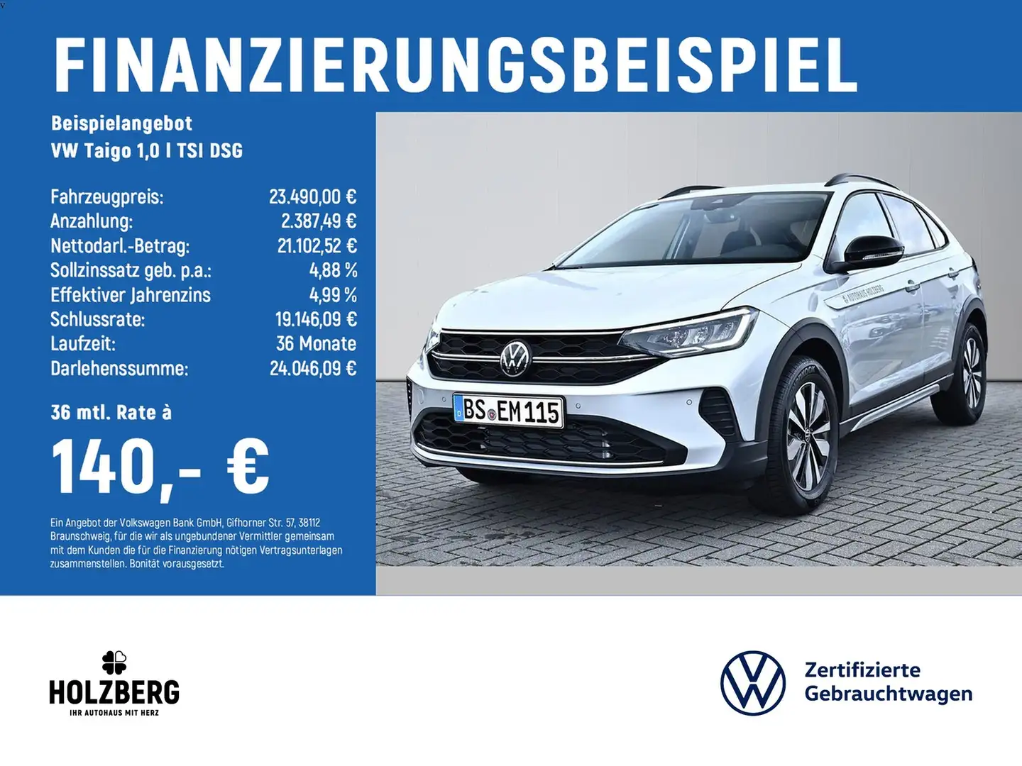 Volkswagen Taigo 1,0 l TSI DSG Goal NAVI+AHK+RFK+LED+ACC Silber - 2
