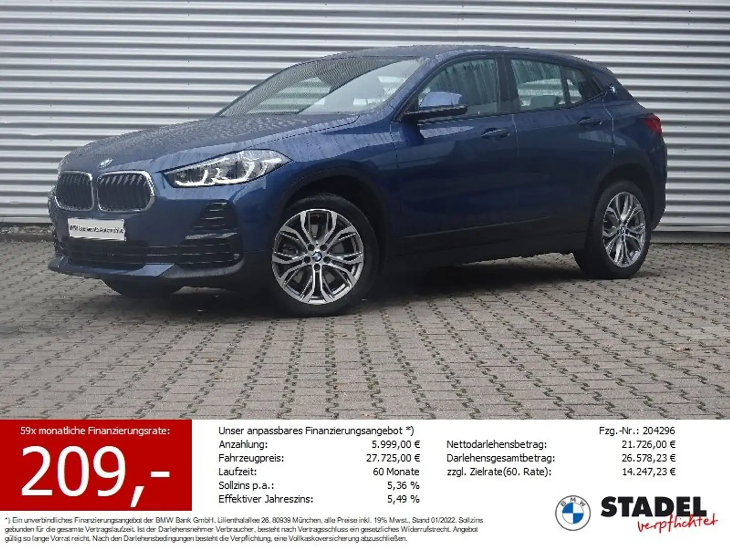 BMW X2 sDrive20d HuD CarPlay HiFi Kamera DriveAssist Blau - 1