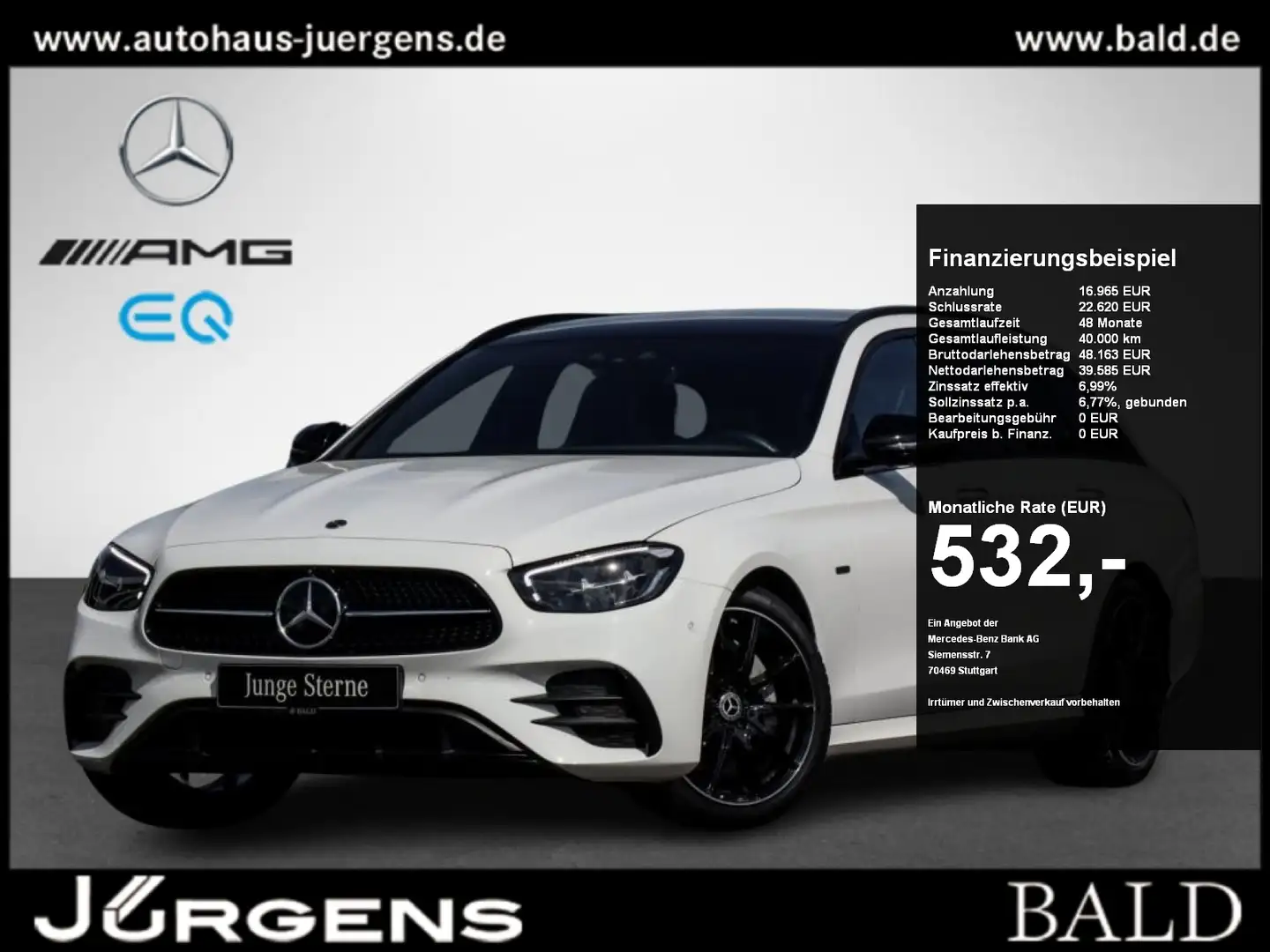 Mercedes-Benz E 220 d T AMG/Wide/LED/Pano/AHK/360/Night/19" Weiß - 1
