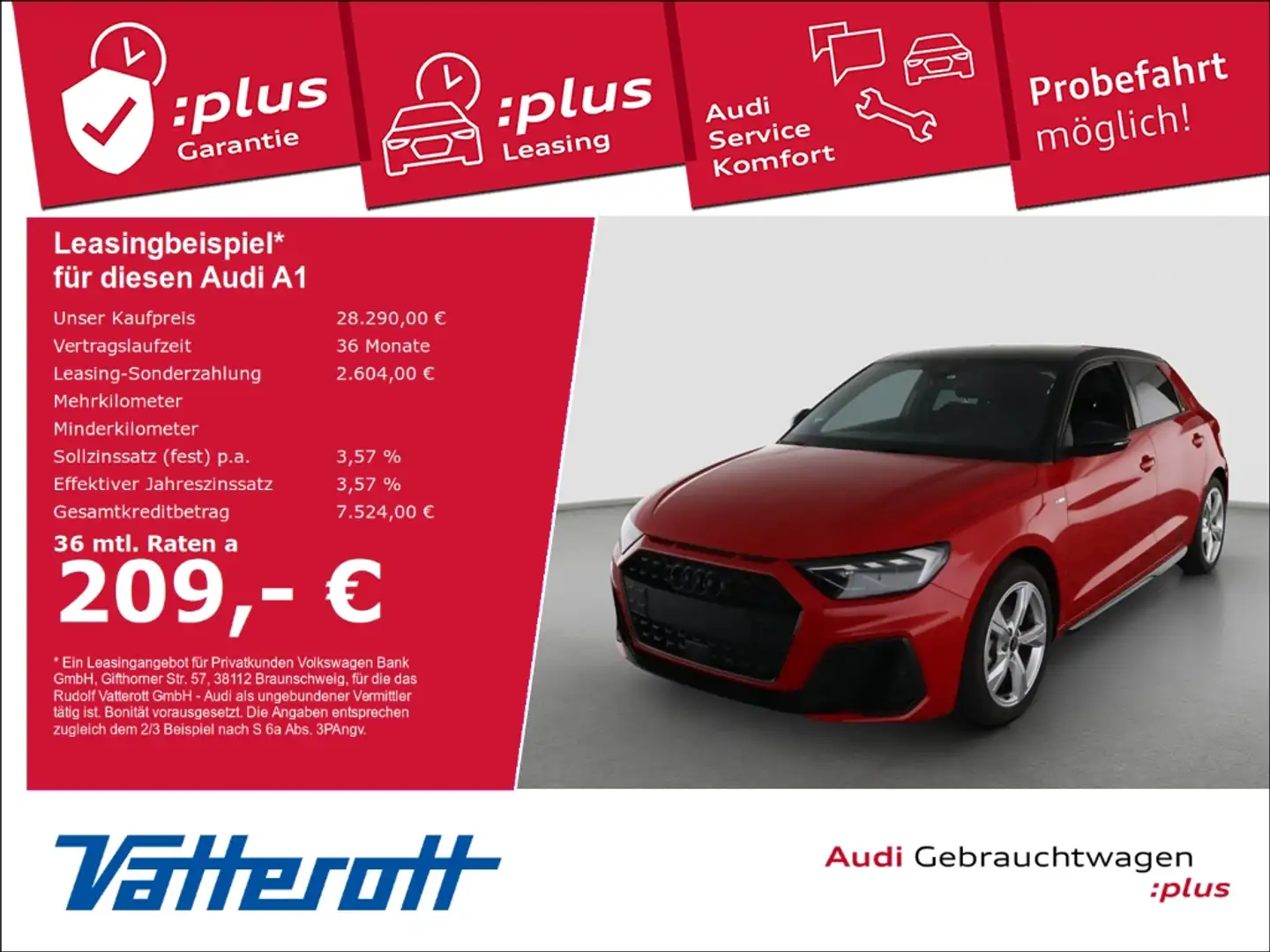 Audi A1 Sportback 30 TFSI S line edition SONOS Navi Rot - 1