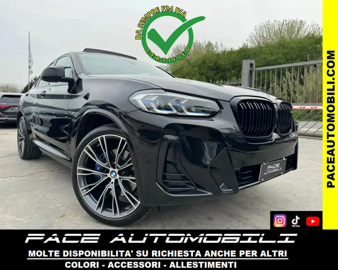 BMW X4 M M40D LED TETTO BLACK PACK LASER PDC ACC PELLE H/K Nero - 1