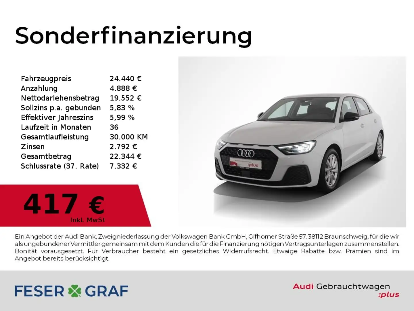 Audi A1 Sportback 30 TFSI S tronic LED / virtual Cockpit / Weiß - 1