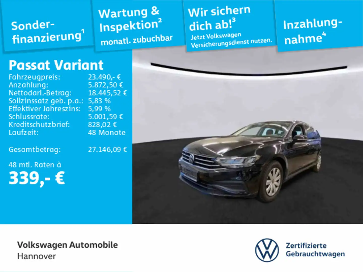 Volkswagen Passat Variant 2.0 TDI DSG Navi LED Kamera PDC S Schwarz - 1