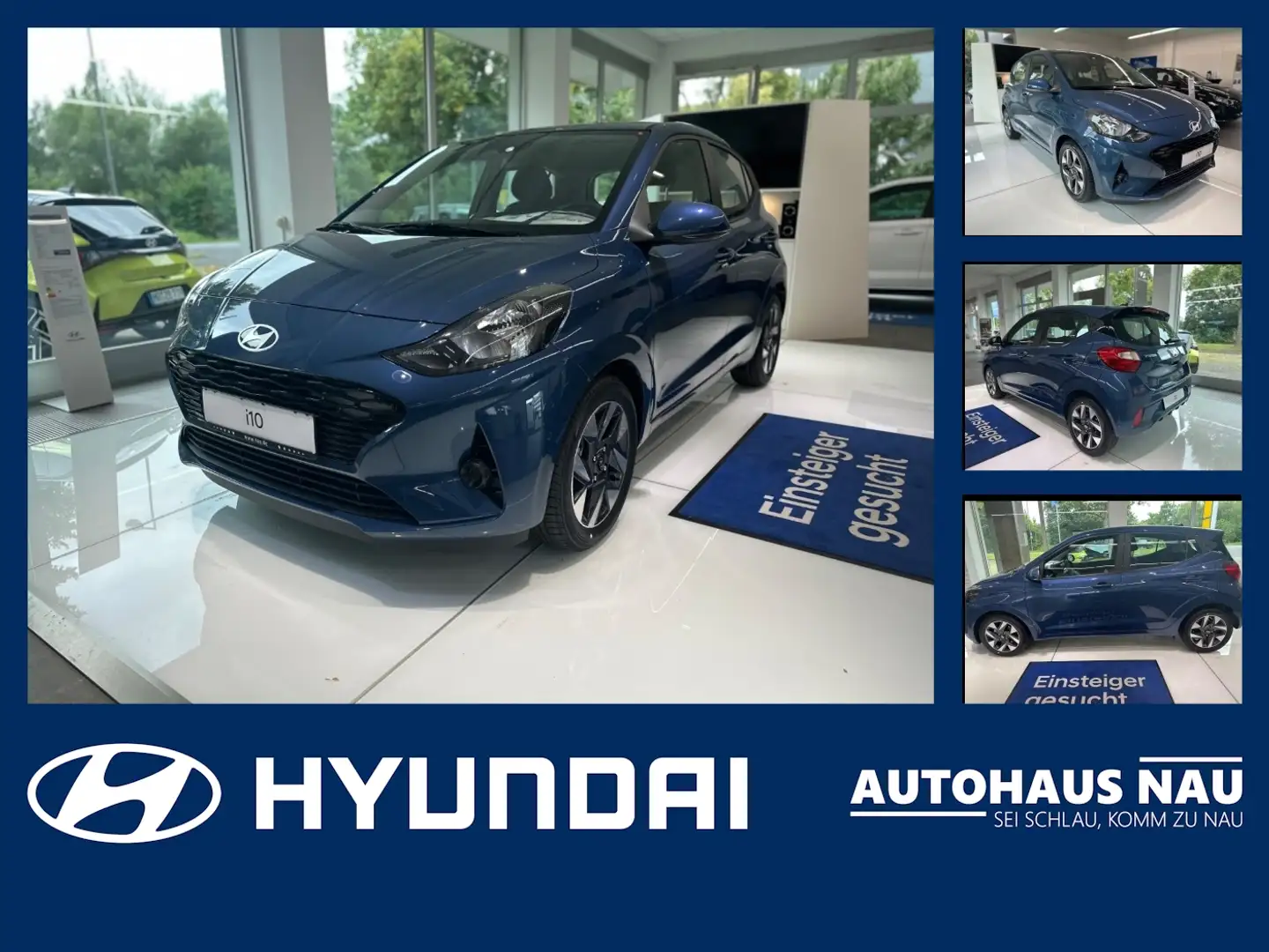 Hyundai i10 1.0 Trend, Navi, SHZ Inspektionspaket BigDeal Blauw - 1