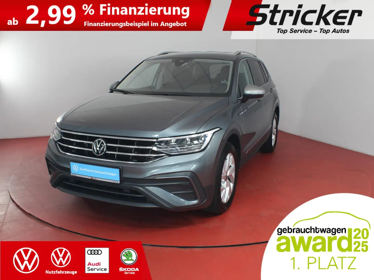 Volkswagen Tiguan Allspace Life 1.5TSI DSG 285,-ohne Anzahlung Navi AHK 7-Si Grau - 1