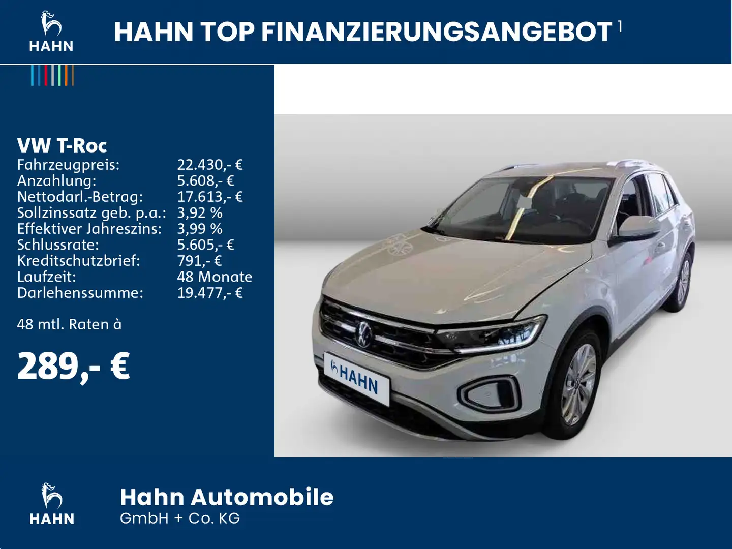 Volkswagen T-Roc 1.0TSI Style LED Navi Parklenk ACC App-Con Blanc - 2