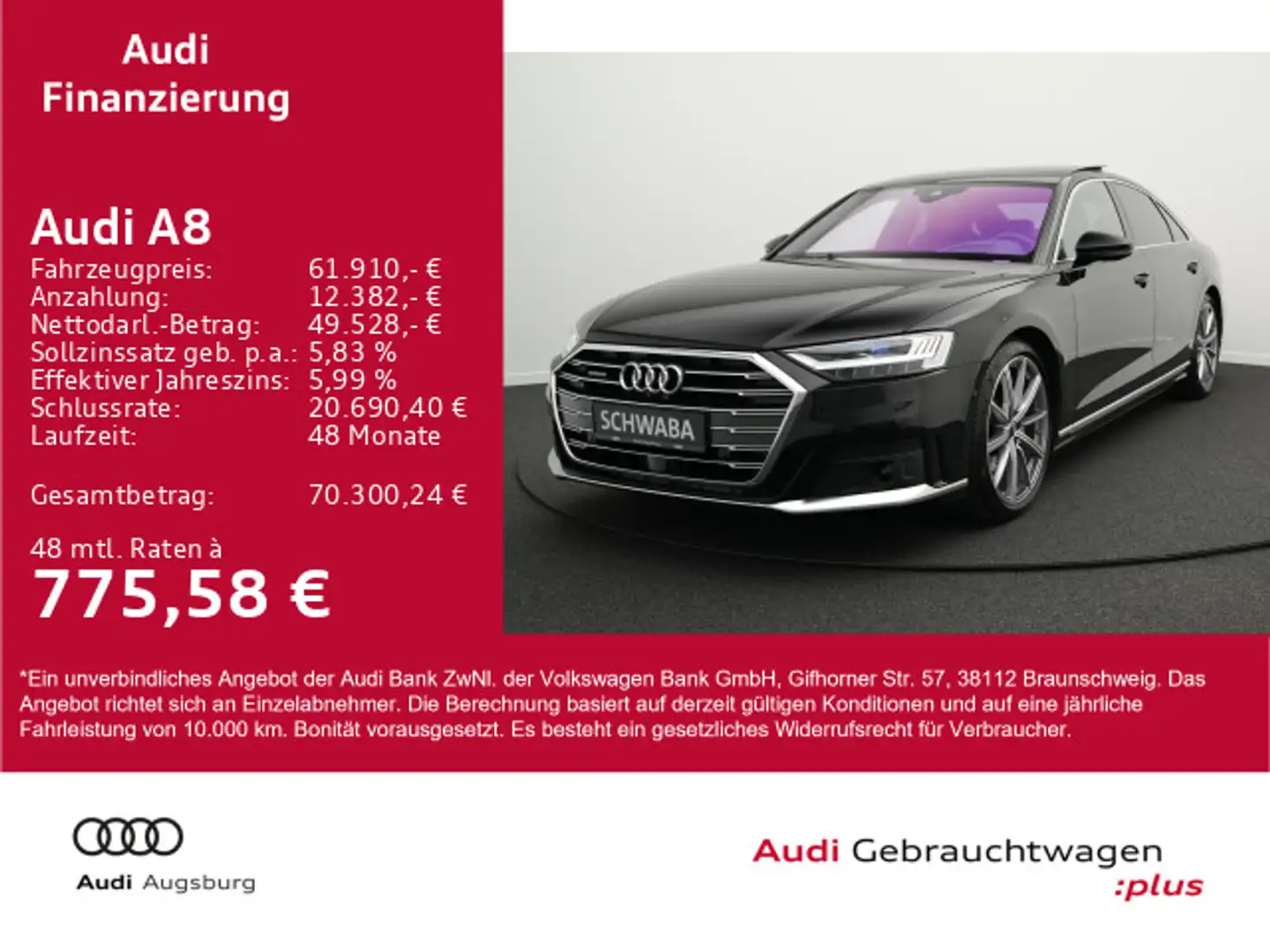 Audi A8 50TDI quattro *Sport*LUFT*PANO*StdHz*AHK*21"* Schwarz - 1