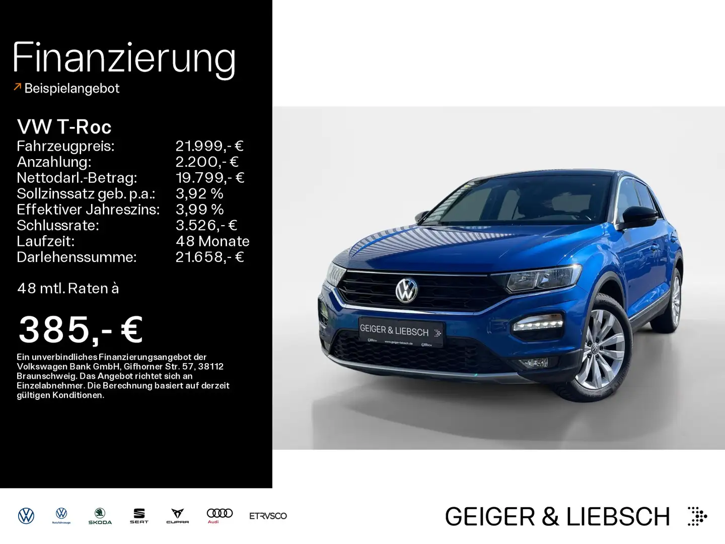 Volkswagen T-Roc 1.5 TSI DSG SPORT*NAVI*PDC*SHZ*17ZOLL Azul - 1