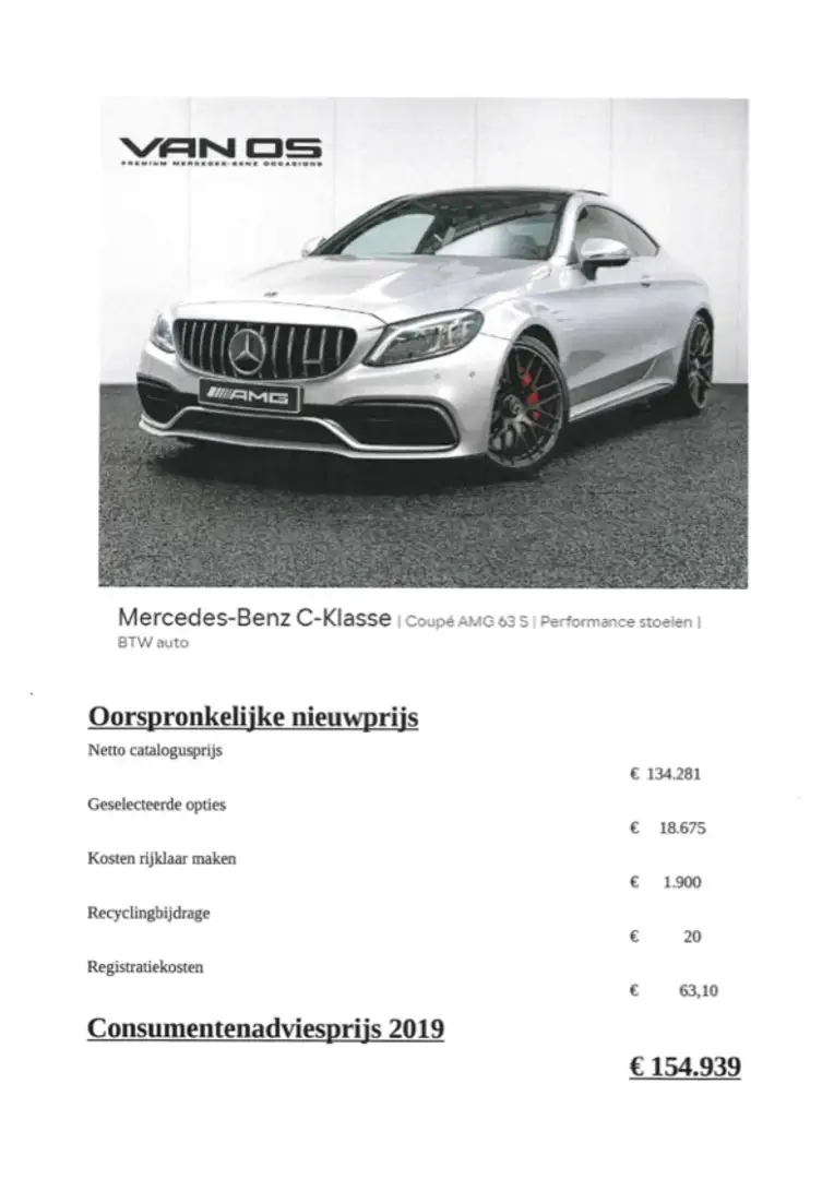 Mercedes-Benz C 63 AMG Coupé S | Performance stoelen | BTW auto Grijs - 2